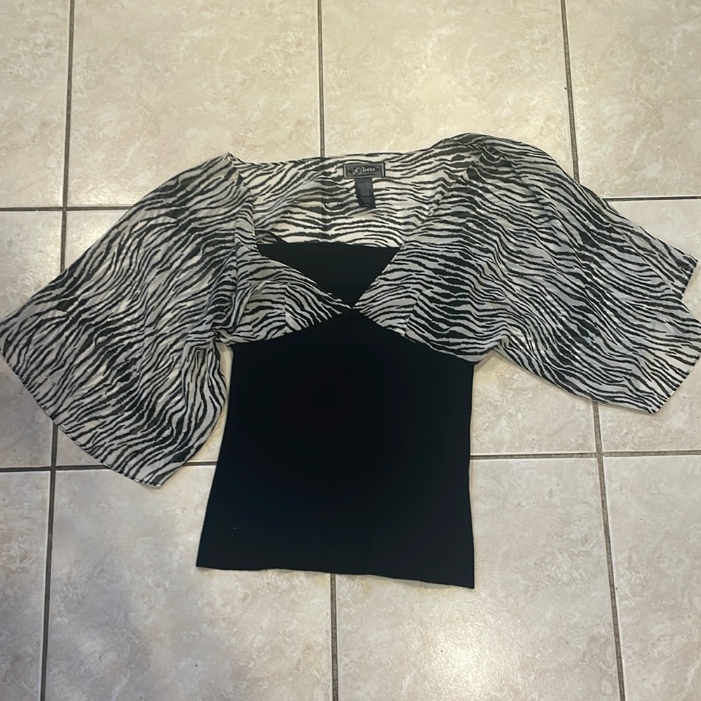 Guess Zebra Patterned Sweater Top - image 1